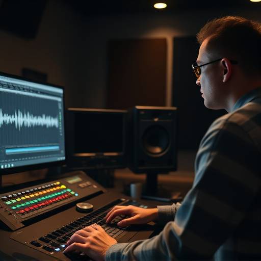 A mastering engineer carefully monitoring waveforms on a computer screen.