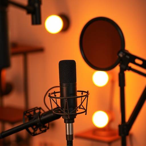 Multiple microphones set up for a podcast recording session.