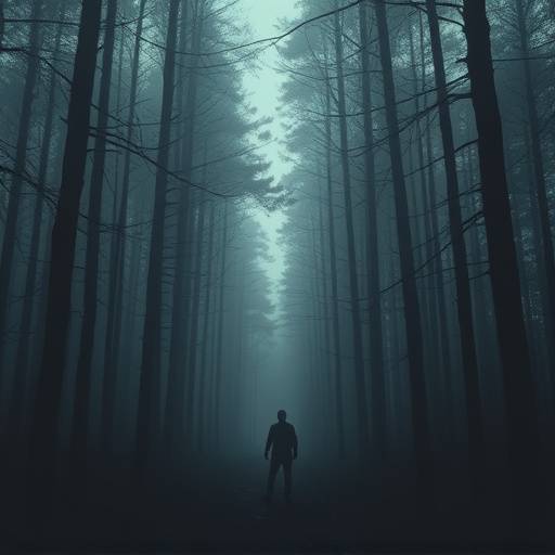 Scene from the independent film 'Echoes of Silence,' depicting a lone figure in a forest.